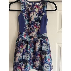 American Girl Dress For Girl Blue/Purple Floral EUC - Size 8
